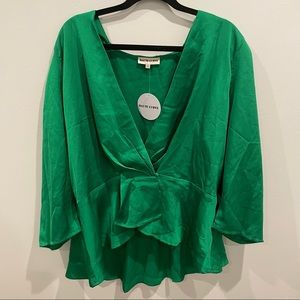 GREEN FOREVER21 BLOUSE
